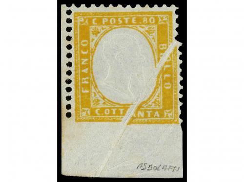 * ITALIA. Sa. 4 l (2). 1862. 80 c. amarillo naranja, 2 ejemp