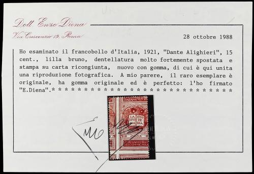 **/*/° ITALIA. Sa. 116 (33). 1921. 15 c. lila castaño. 33 se