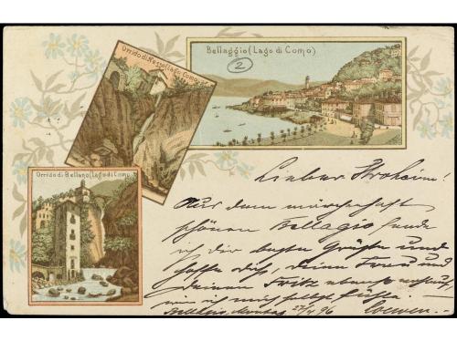 ✉ ITALIA. Sa. 38fa. 1896. Tarjeta Postal. BELLAGIO (28-IV-18