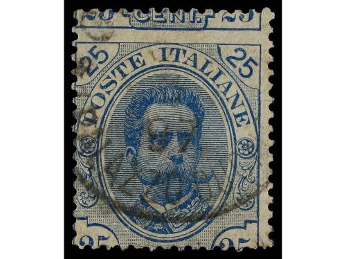 ° ITALIA. Sa. 62. 25 cts. azul DENTADO DESPLAZADO. No reseña