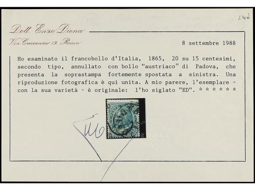 ° ITALIA. Sa. 24d. 20 cts. s. 15 cts., tipo II. SOBRECARGA D