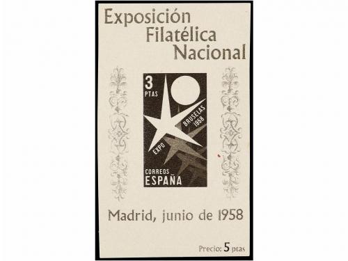 ESPAÑA. Ed. 1222/23. H.B. EXPO BRUSELAS. Pruebas en negro. 