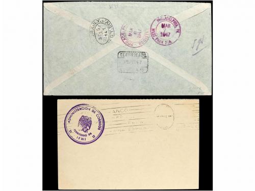 ✉ COLONIAS ESPAÑOLAS: IFNI. 1945-47. CARTA y Tarjeta Postal 