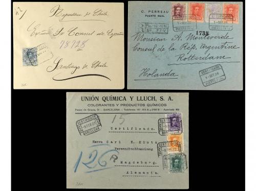 ✉ ESPAÑA. 1913-30. Conjunto de 6 cartas certificadas dirigid