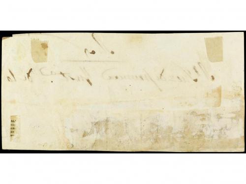 ✉ ESPAÑA. Ed. 24. 1854. Gran fragmento de plica con 5 sellos