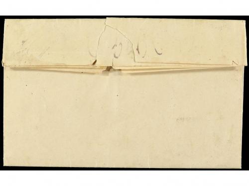 ✉ ESPAÑA. Ed. 1. 1850. 6 cuartos negro, plancha I. Sobrescri