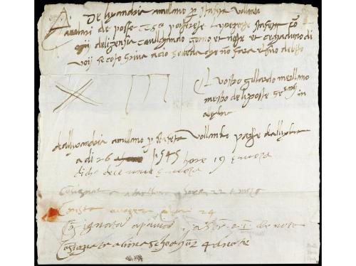 ✉ ITALIA ANTIGUOS ESTADOS: LOMBARDO-VENECIA. 1545. Nota de a