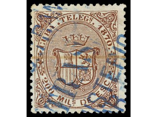 (*) CUBA. Ed. 7M. 1870. 200 milésimas castaño, con sobrecarg