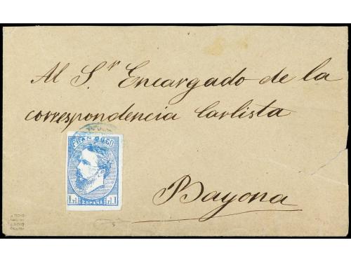 ✉ ESPAÑA. Ed. 156. 1874. SOBRE de VERGARA a BAYONA. 1 real a