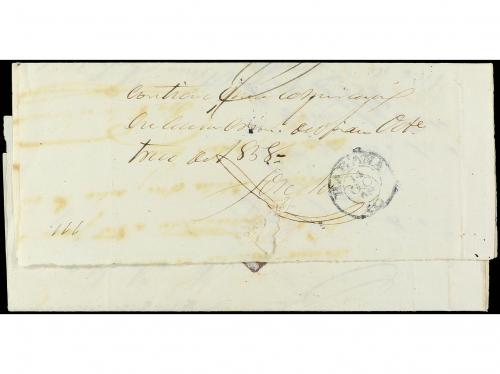 ✉ CUBA. 1858. GUANAJAY. Sobrescrito a HABANA. 1/2 onza y fec