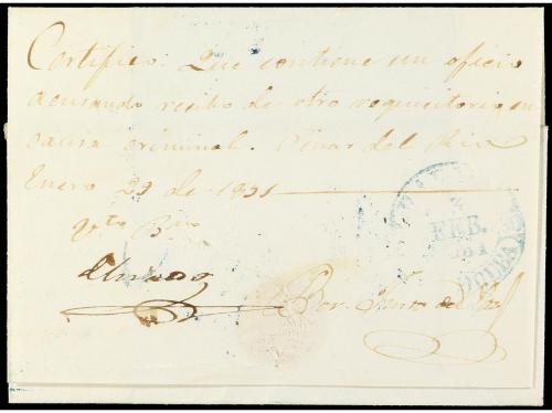 ✉ CUBA. 1851. PINAR DEL RÍO. Envuelta a MATANZAS. Fechador a