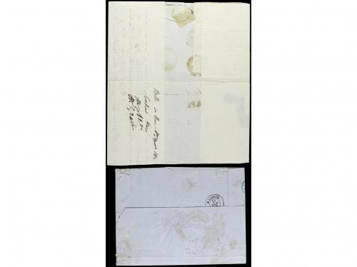 ✉ PORTUGAL. Mu. 15, 16, 17. 1865. Dos cartas con franqueos d