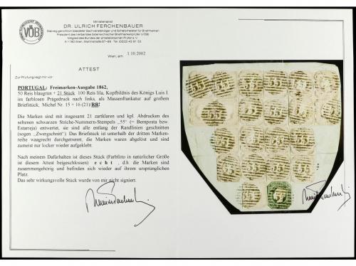 Δ PORTUGAL. Mu. 17, 18 (20). 50 reis verde y 20 sellos del 1