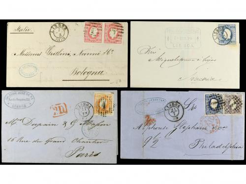 ✉ PORTUGAL. 1872-80. CONJUNTO de 12 cartas circuladas al ext