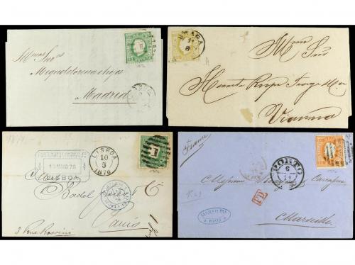 ✉ PORTUGAL. 1872-80. CONJUNTO de 12 cartas circuladas al ext