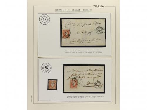 LOTES y COLECCIONES. 1856-59. ESPAÑA. 4 cuartos rojo, ed. 40