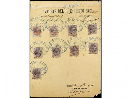 ✉ FILIPINAS. 1882, 1883 y 1886 (2). Cuatro recibos de Telegr