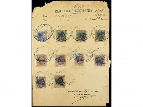 ✉ FILIPINAS. 1882, 1883 y 1886 (2). Cuatro recibos de Telegr