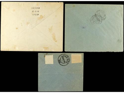 ✉ ESPAÑA. 1908. Tres cartas circuladas con mat. del I CONGRE