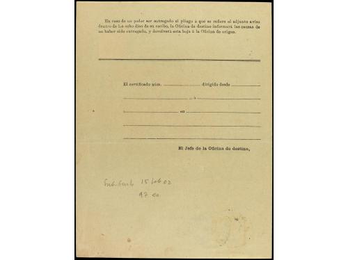 ✉ ESPAÑA. Ed. 217. 1898. MELILLA. RECIBO DE VALORES DECLARAD