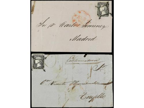 ✉ ESPAÑA. Ed. 1A (10). 1850. 6 cuartos negro. Conjunto de 10