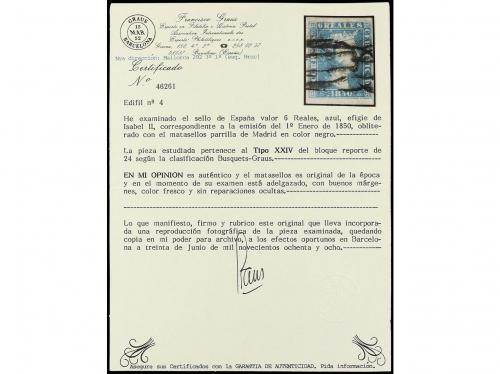 ° ESPAÑA. Ed. 2, 3, 4. Conjunto de sellos con matasellos esp