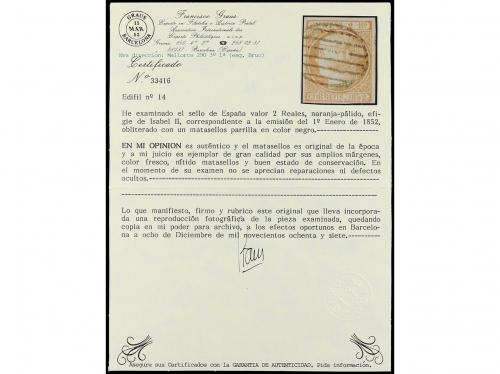 ° ESPAÑA. Ed. 14. 2 reales naranja. PIEZA DE LUJO. Cert. GRA