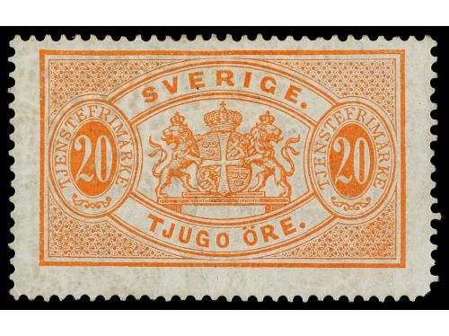 * SUECIA. Yv. 1B/10B. 1874-1881. SERVICIO. 3 öre a 50 öre, d