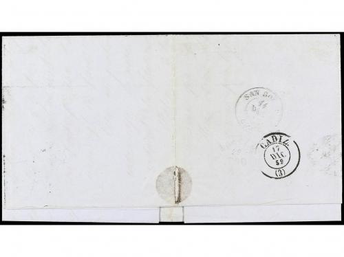 ✉ FILIPINAS. Ed. 6A (2). 1859. MANILA a CÁDIZ. Carta complet