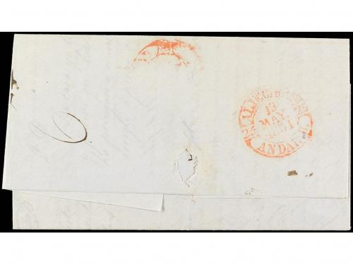 ✉ FILIPINAS. 1851. MANILA a CÁDIZ. Carta completa, fechador 