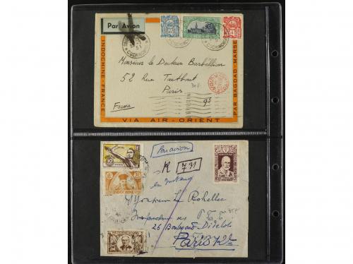 ✉ INDOCHINA. 1930-1950. CONJUNTO de 89 cartas. Diversos fran
