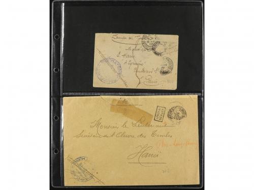 ✉ INDOCHINA. 1880-1950. CONJUNTO de 58 cartas con marcas de 