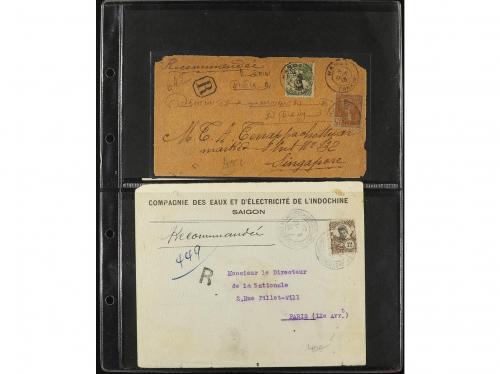 ✉ INDOCHINA. 1902-1930. CONJUNTO de 78 cartas. Diversos fran