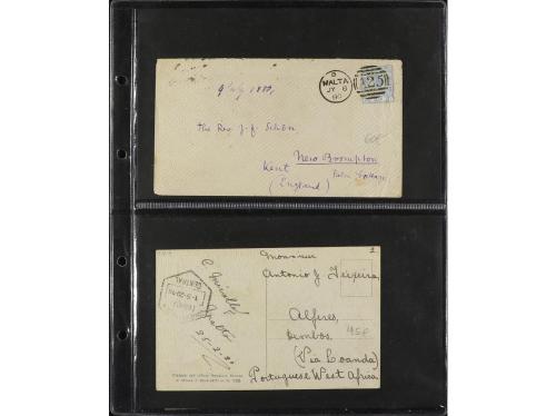 ✉ MALTA. 1880-1930. CONJUNTO de 27 cartas y tarjetas. Divers