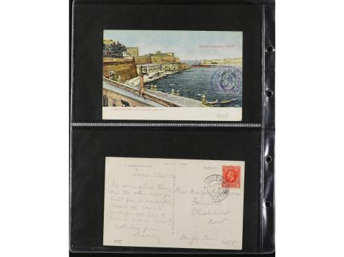 ✉ MALTA. 1880-1930. CONJUNTO de 27 cartas y tarjetas. Divers