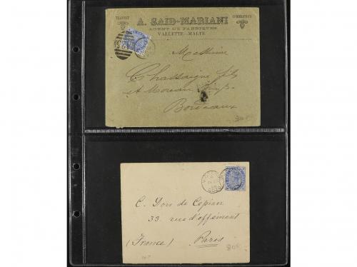 ✉ MALTA. 1880-1930. CONJUNTO de 27 cartas y tarjetas. Divers
