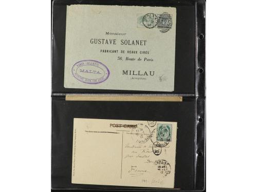 ✉ MALTA. 1880-1930. CONJUNTO de 27 cartas y tarjetas. Divers