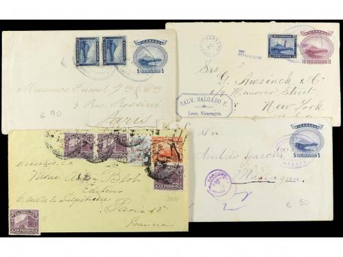 ✉ NICARAGUA. 1890-1920. Conjunto de 16 cartas. Diversos fran
