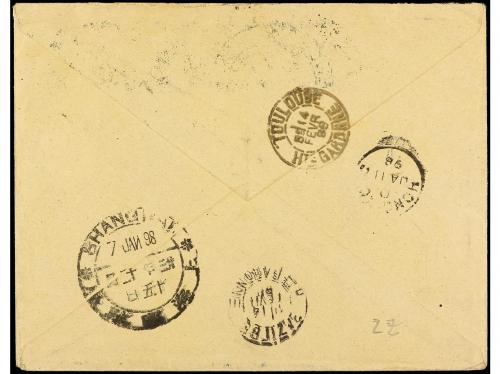 ✉ CHINA. 1898. WENCHOW a FRANCIA. Circulada con sellos de Ch