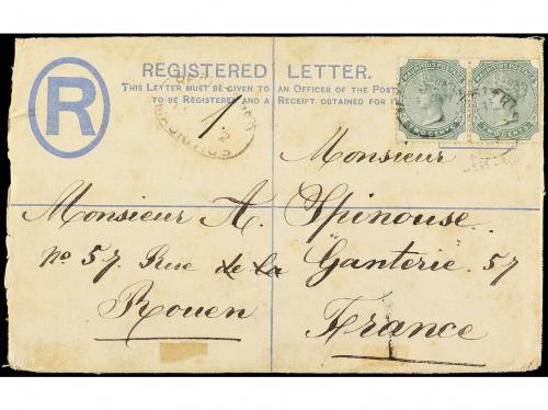 ✉ MAURICIO. 1892. MAURITIUS a FRANCIA. Sobre Entero Postal d