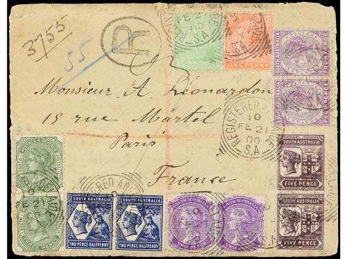 ✉ AUSTRALIA. 1900. ADELAIDE a FRANCIA. 1/2 p., 1 p., 2 p. (2