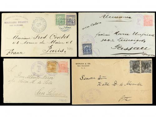 ✉ SALVADOR. 1880-1920. Conjunto de 18 cartas. Diversos franq