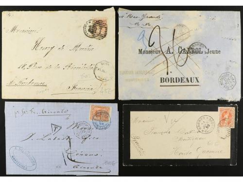 ✉ URUGUAY. 1840-1930. Conjunto de 18 cartas. Diversos franqu