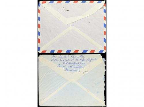 ✉ VIETNAM. 1954-56. Dos cartas con bonitos franqueos. 