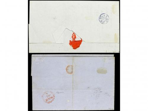 ✉ MALTA. 1861-62. Dos cartas franqueadas con sellos ingleses