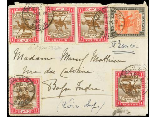 ✉ SUDAN. 1920. KHARTOUM a FRANCIA. Carta completa con texto.