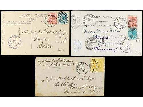 ✉ AUSTRALIA. 1883-1925. Conjunto de 6 cartas y tarjetas con 