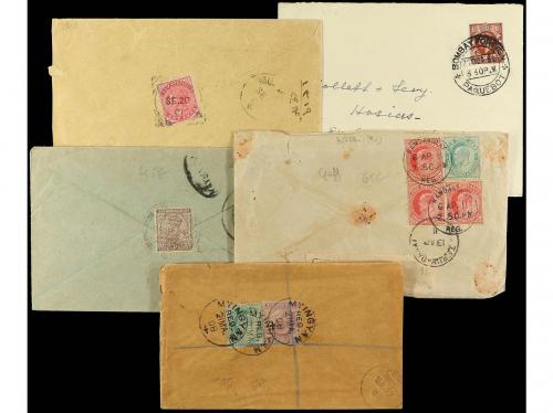 ✉ INDIA INGLESA. 1901-30. Conjunto de 9 cartas. Diversos fra