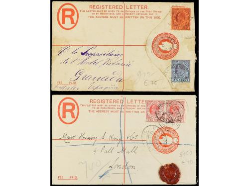 ✉ GIBRALTAR. 1900-10. Conjunto de 5 cartas la mayoría certif