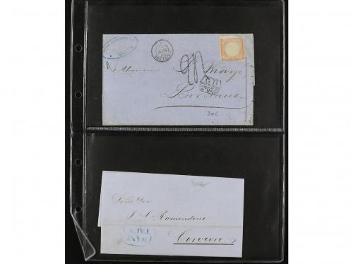 ✉ PERU. 1840-1930. CONJUNTO de 40 cartas. Diversos franqueos